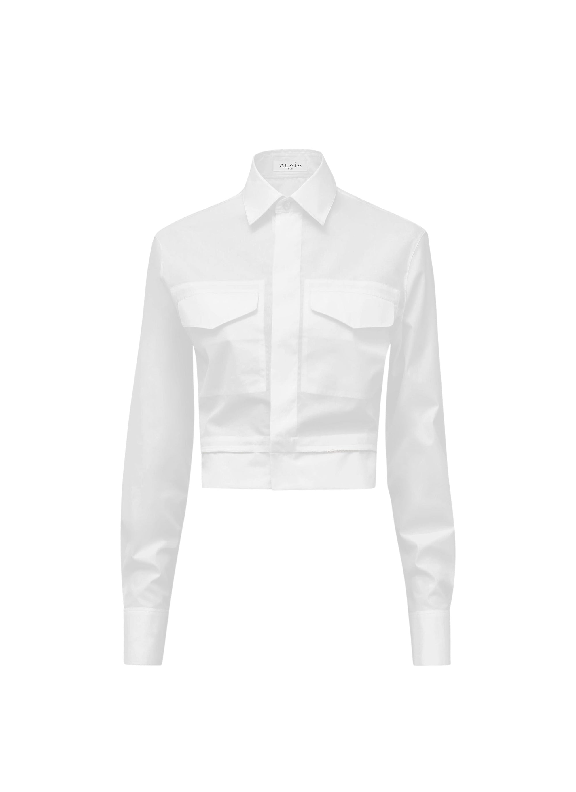 Chemise ceinturée en popeline croquante - Blanc
