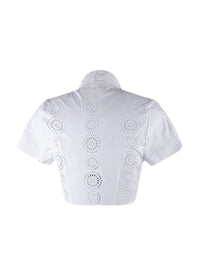 Top with short sleeves bow - White