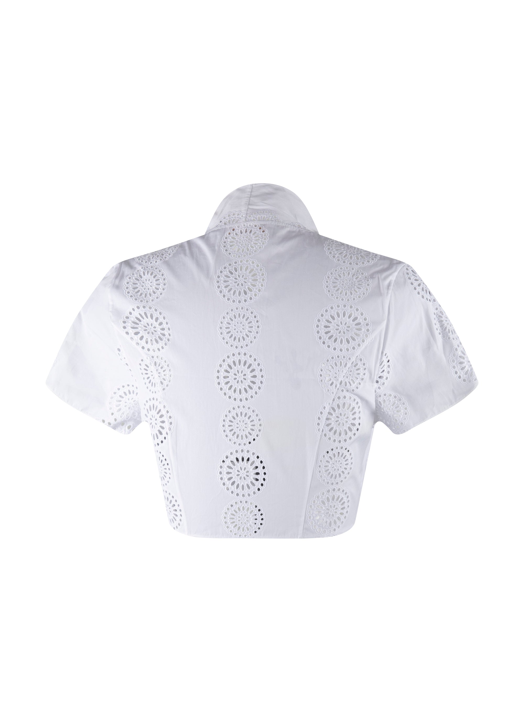 Top with short sleeves bow - White