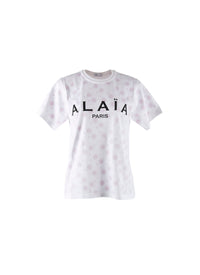 T-shirt logo Alaïa à manches courtes - Blanc & Rouge