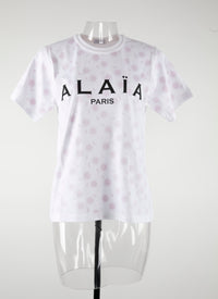 T-shirt logo Alaïa à manches courtes - Blanc & Rouge