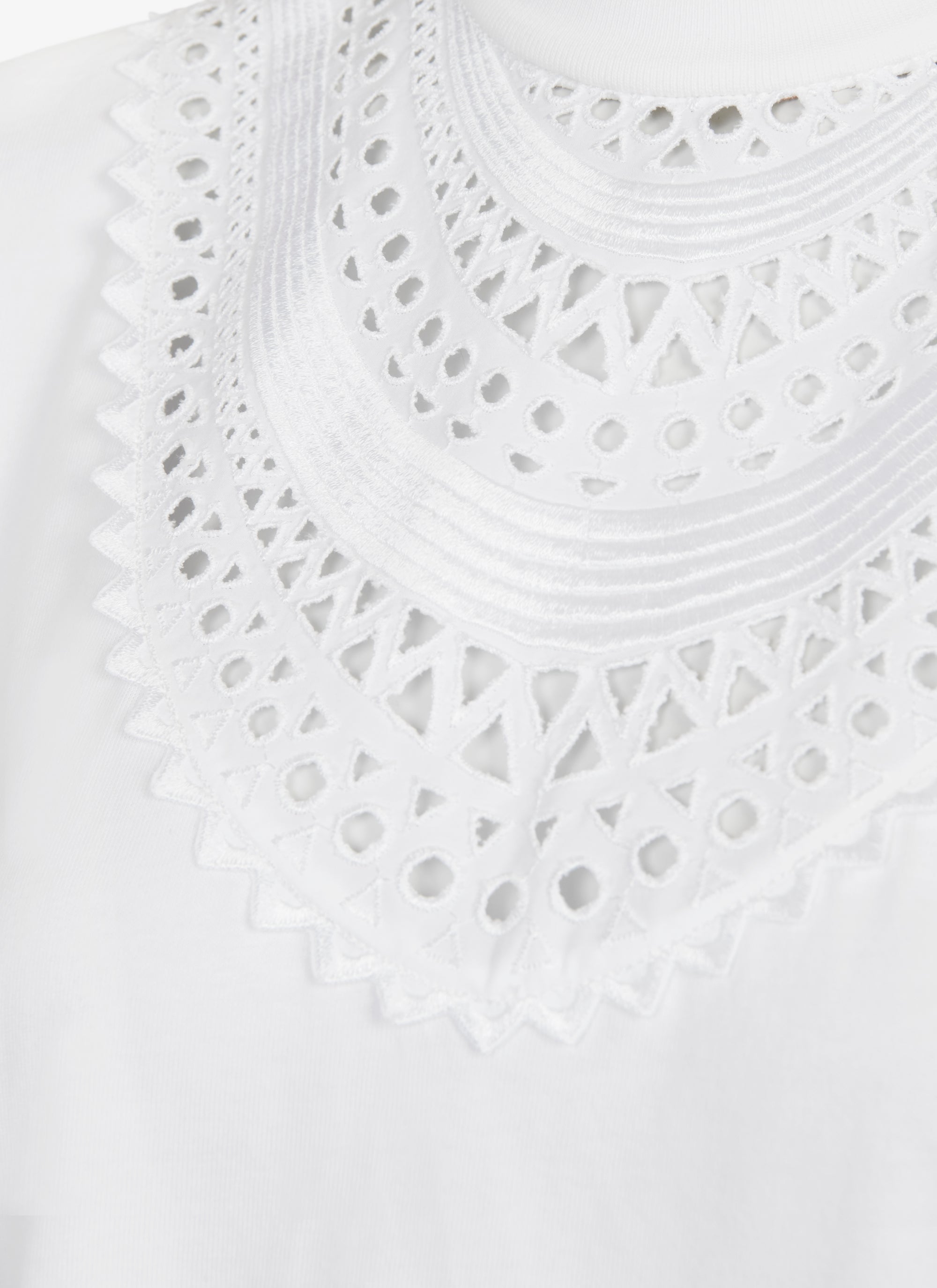 T-shirt à plastron ajouré - Blanc