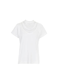 Openwork bib t-shirt - White