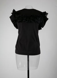 T-shirt à manches volantes - Noir