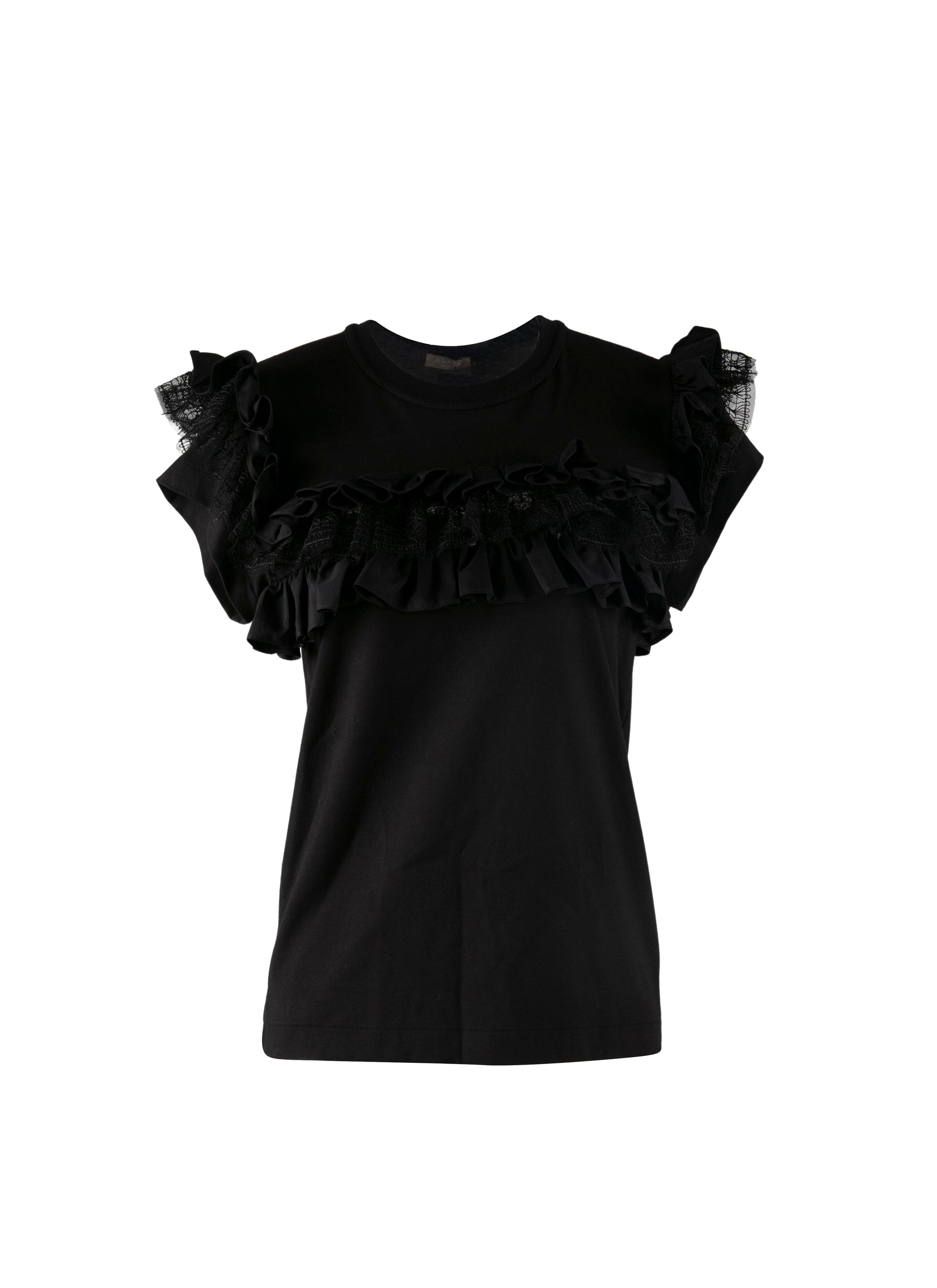 Ruffle sleeve t-shirt - Black
