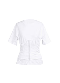 T-shirt effet corset à manches courtes - Blanc