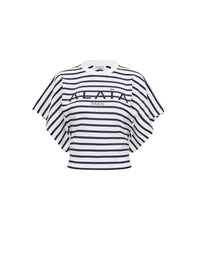 T-shirt rayé à manches larges - Marine & Ivoire