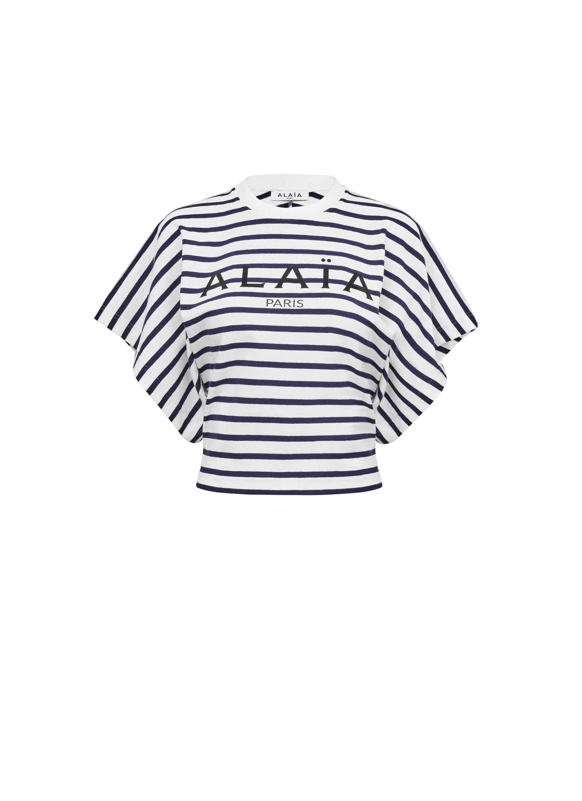 T-shirt rayé à manches larges - Marine & Ivoire