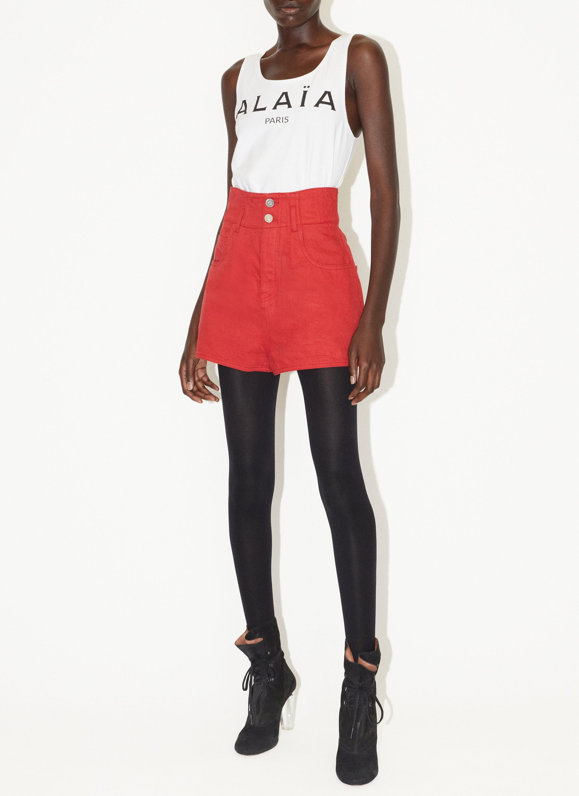 Body débardeur Alaïa à manches longues - Blanc & Noir