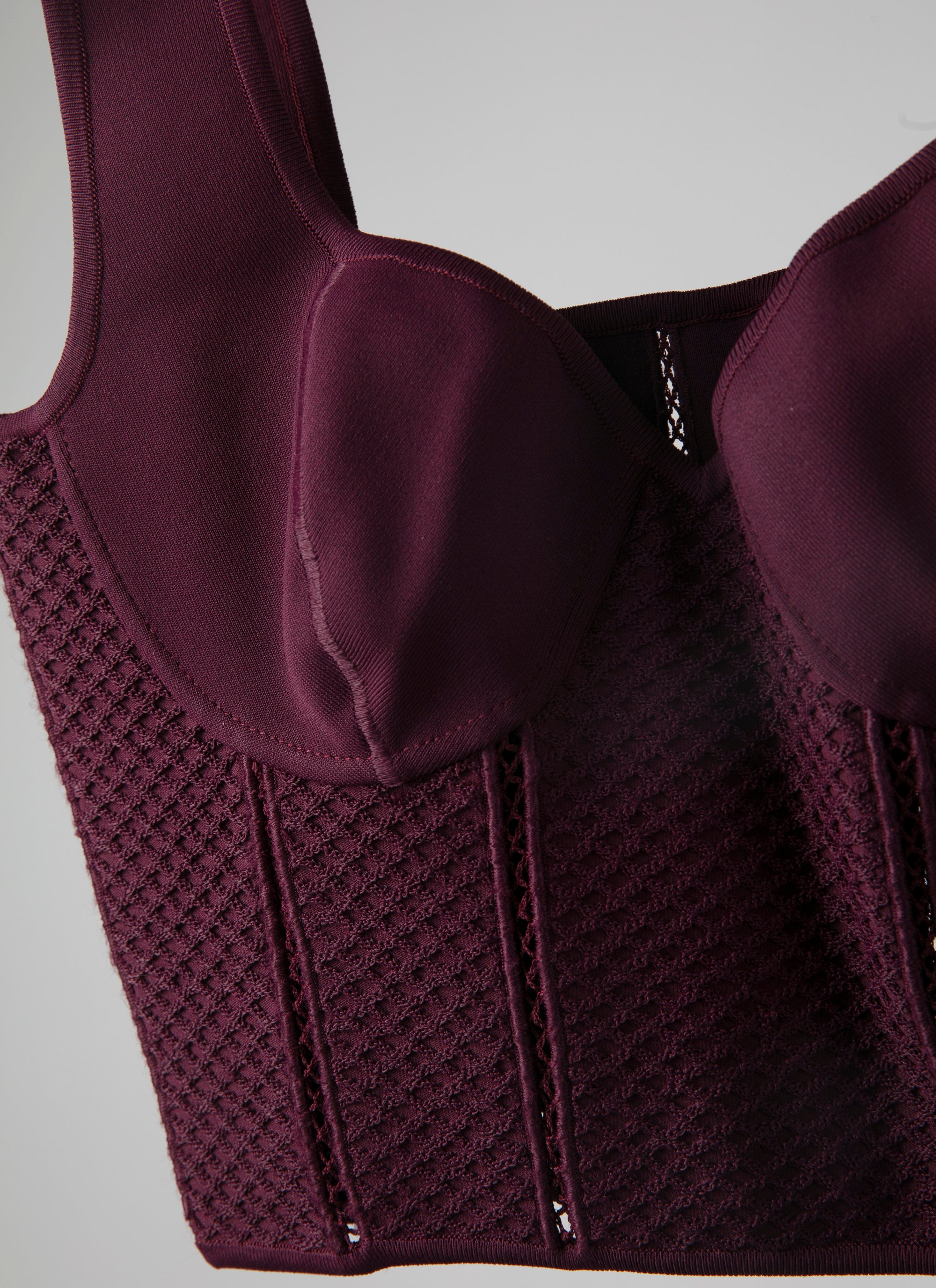 Top bi matière style corset - Grenat