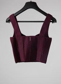 Top bi matière style corset - Grenat