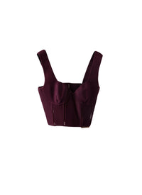 Top bi matière style corset - Grenat