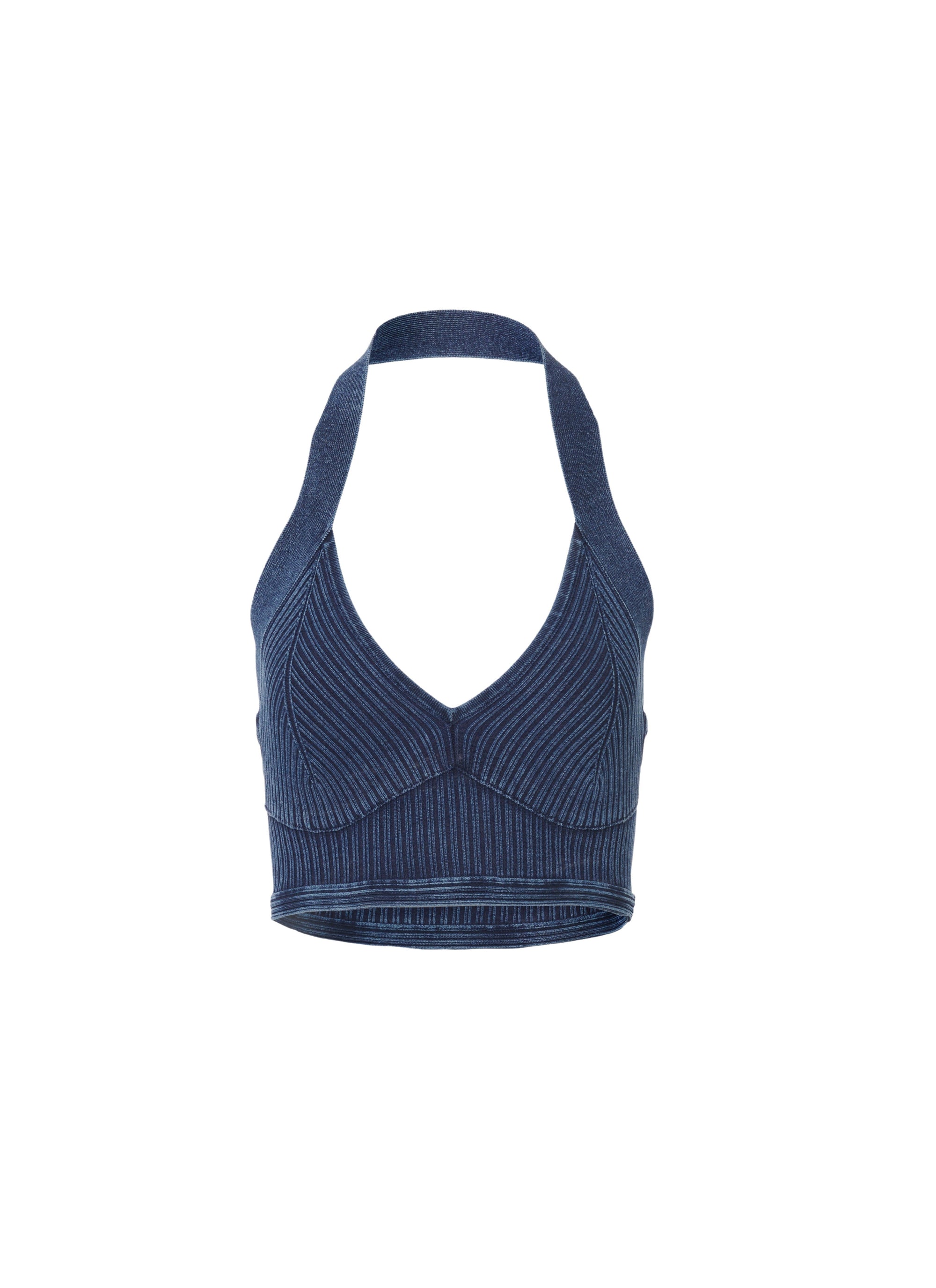 Top court en maille côtelée sans manches - Bleu Jeans