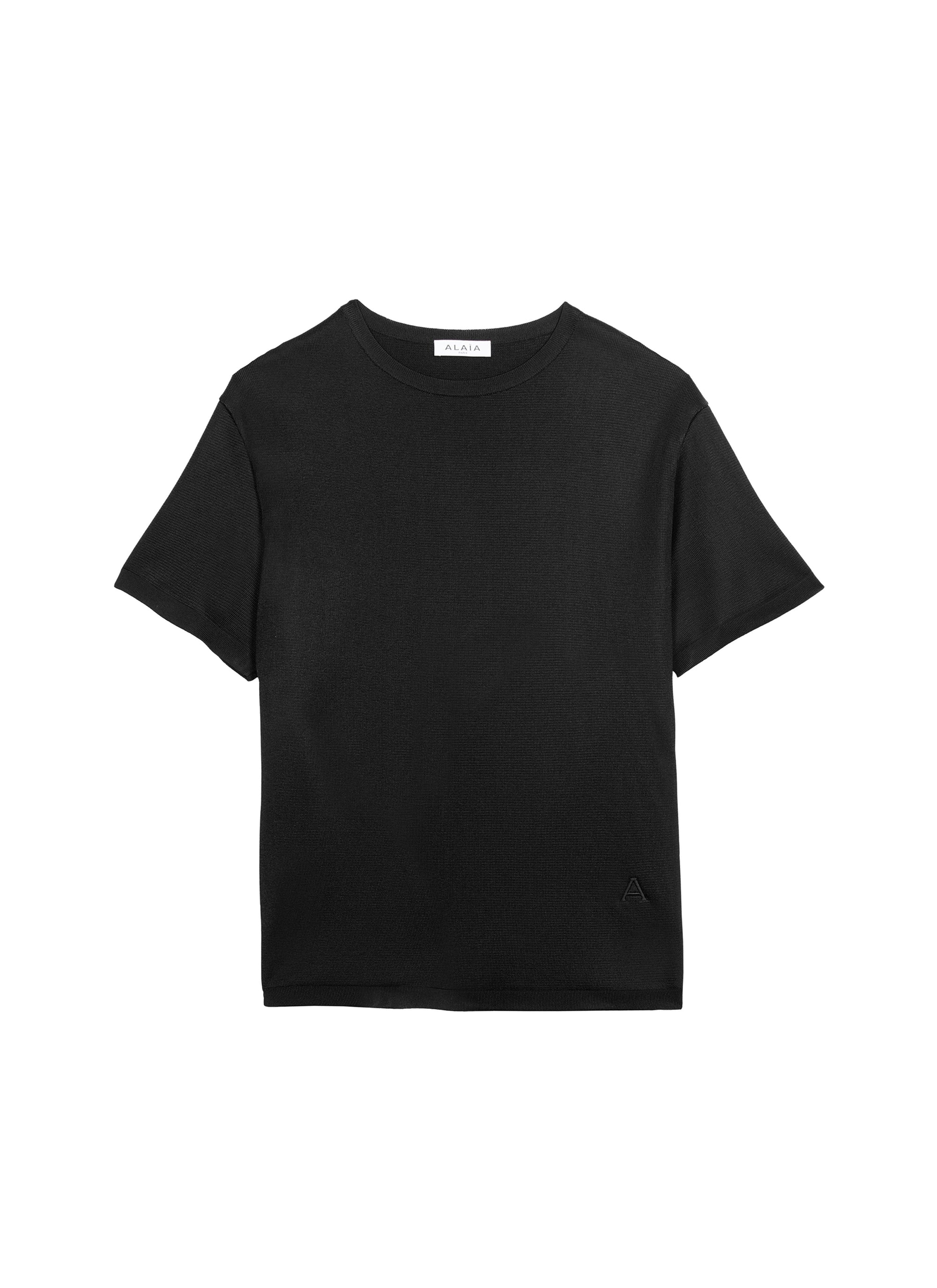 T-shirt brillant à manches courtes - Noir Alaïa