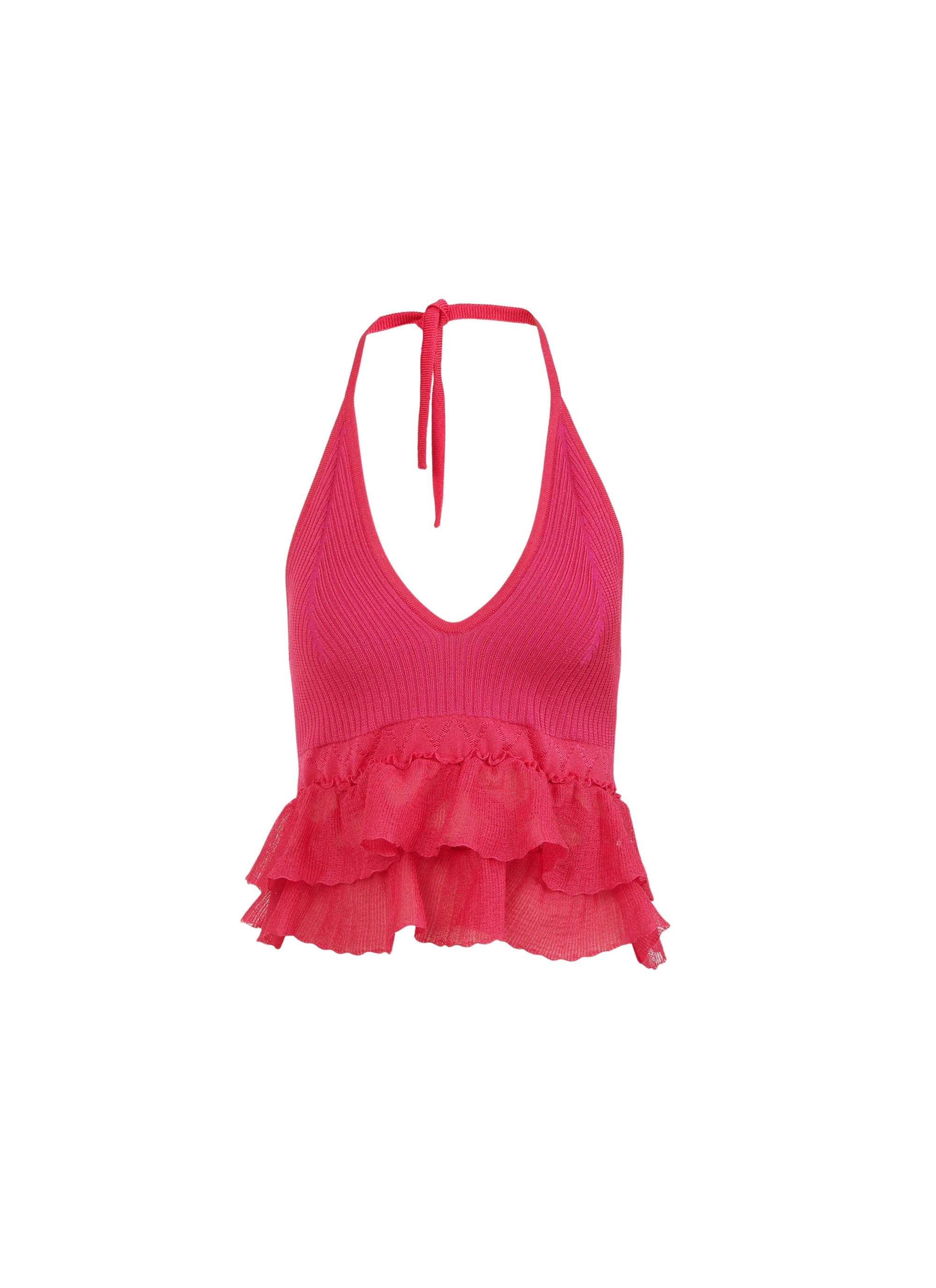 Sleeveless Ruffle Top - Fuchsia