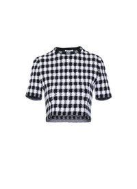 Cropped Checked Top - Black & White
