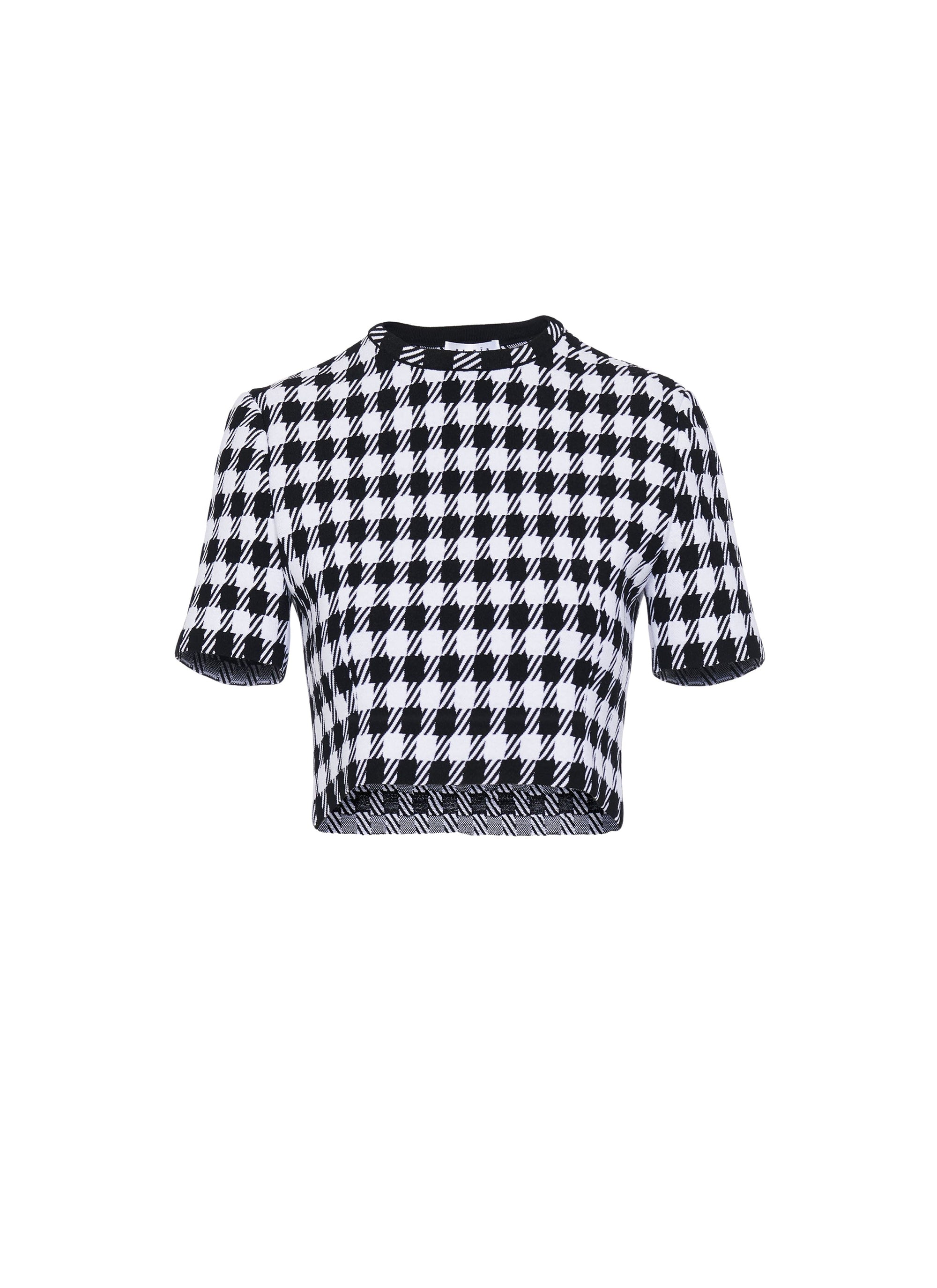 Cropped Checked Top - Black & White