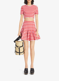 Cropped Checked Top - Black & White