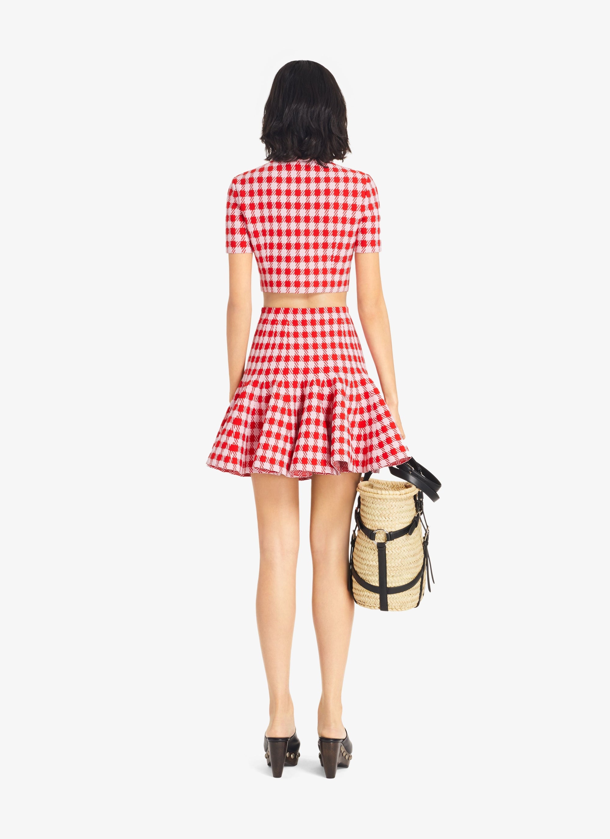 Cropped Checked Top - Black & White