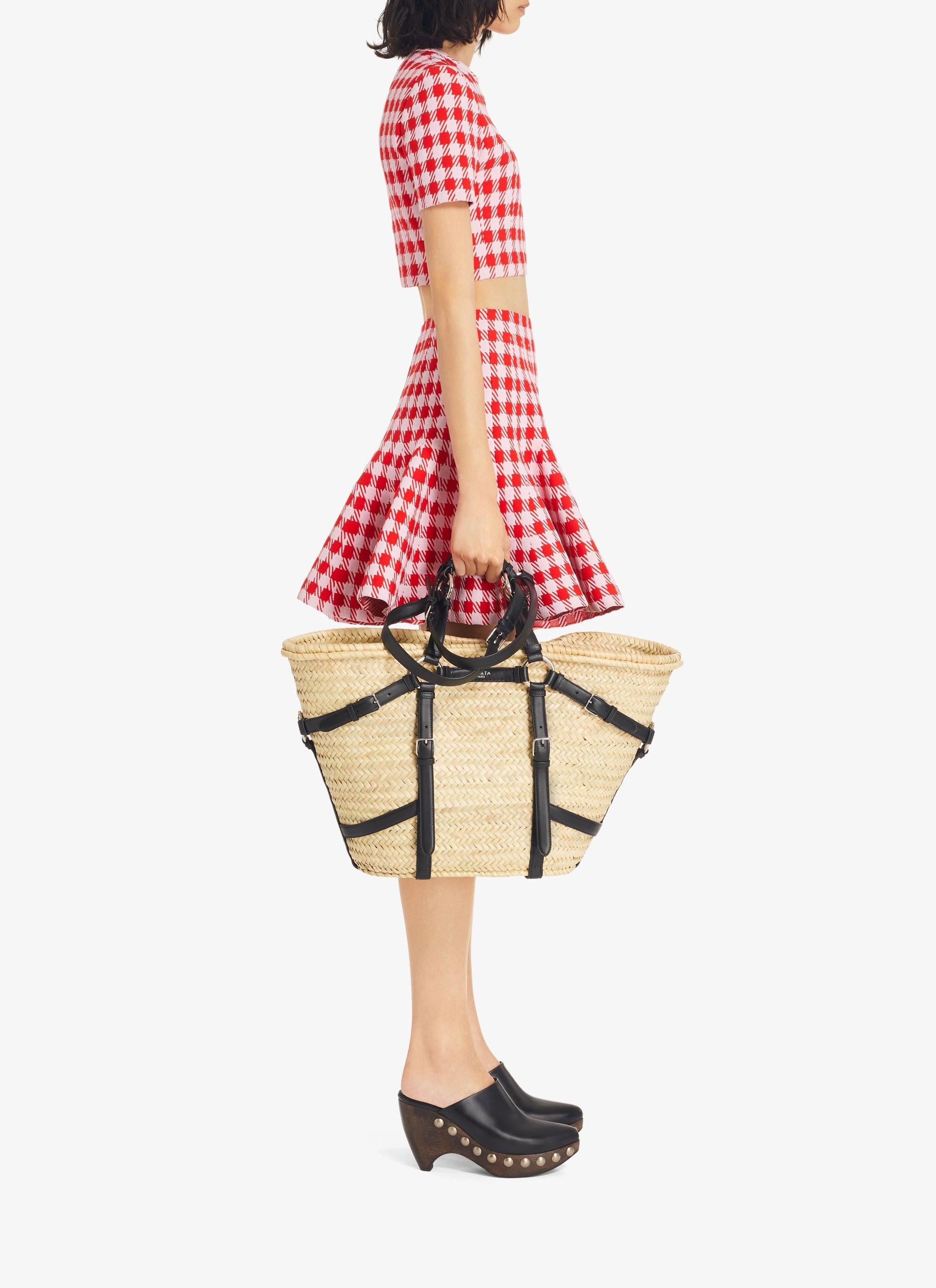Cropped Checked Top - Black & White