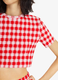 Cropped Checked Top - Black & White