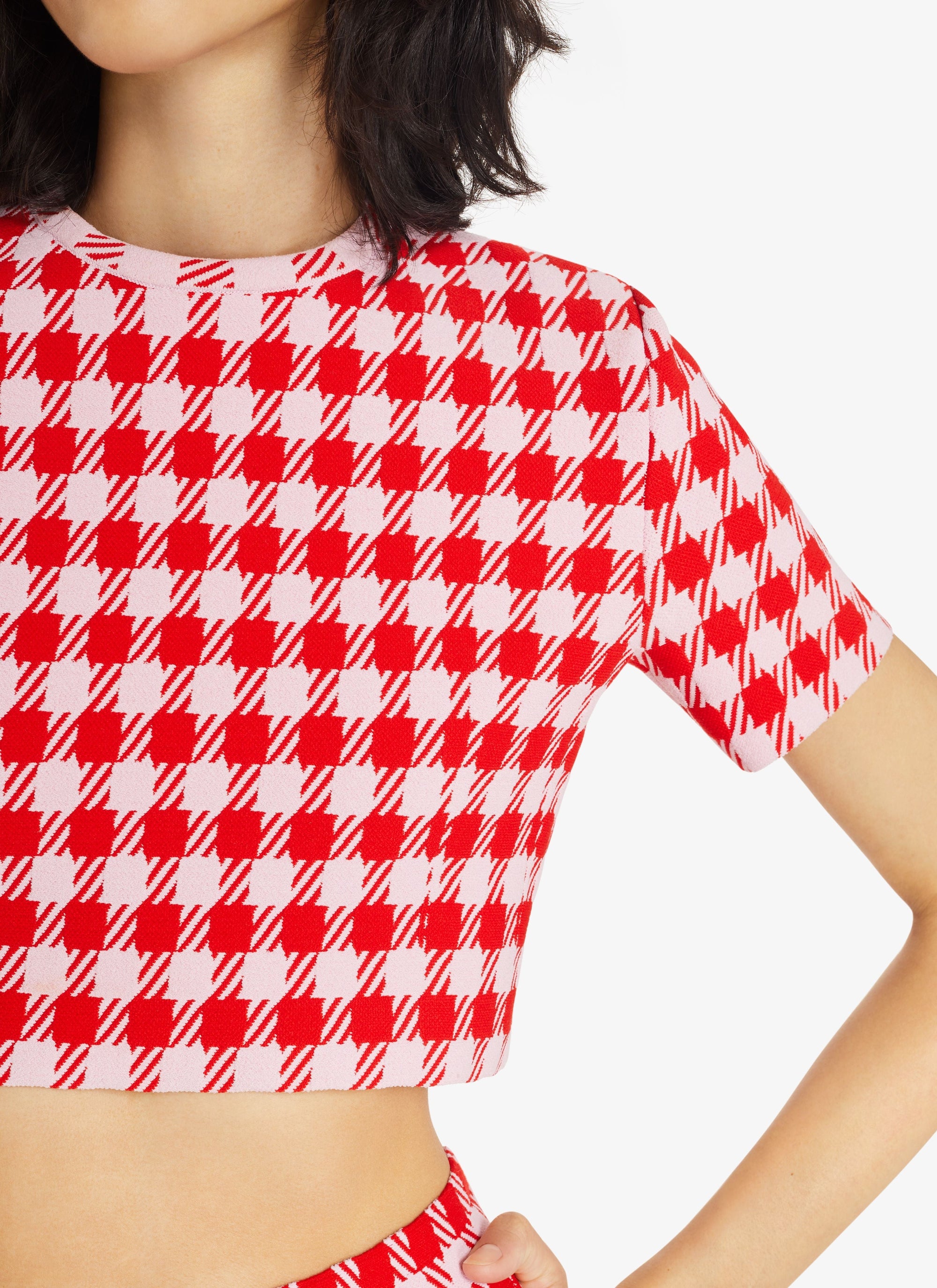 Cropped Checked Top - Black & White