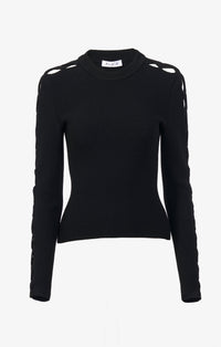 Openwork long sleeve top - Black Alaïa