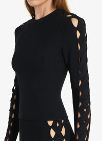 Openwork long sleeve top - Black Alaïa