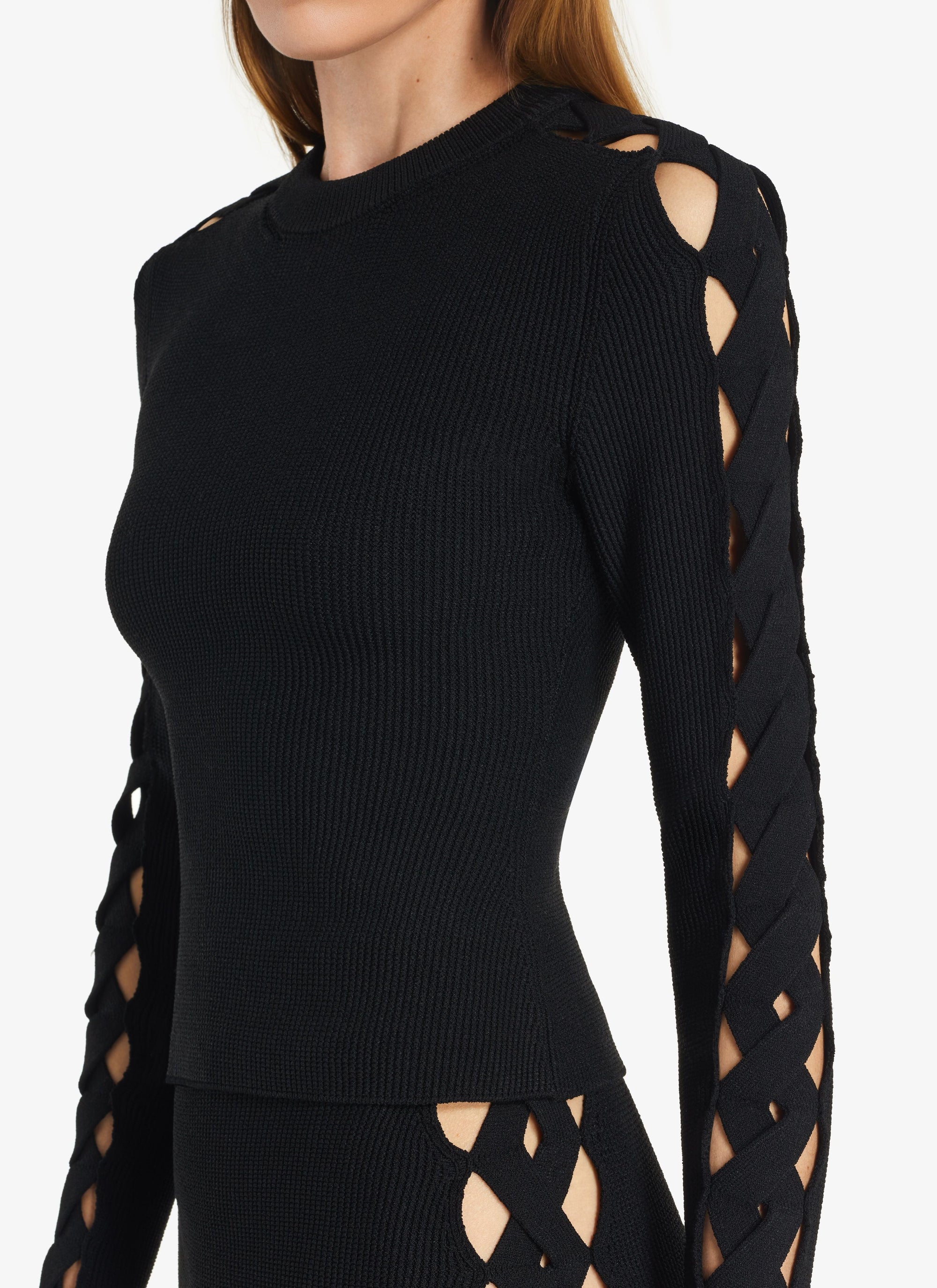 Openwork long sleeve top - Black Alaïa