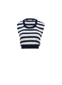 Striped wool crop top - Navy & Ivory