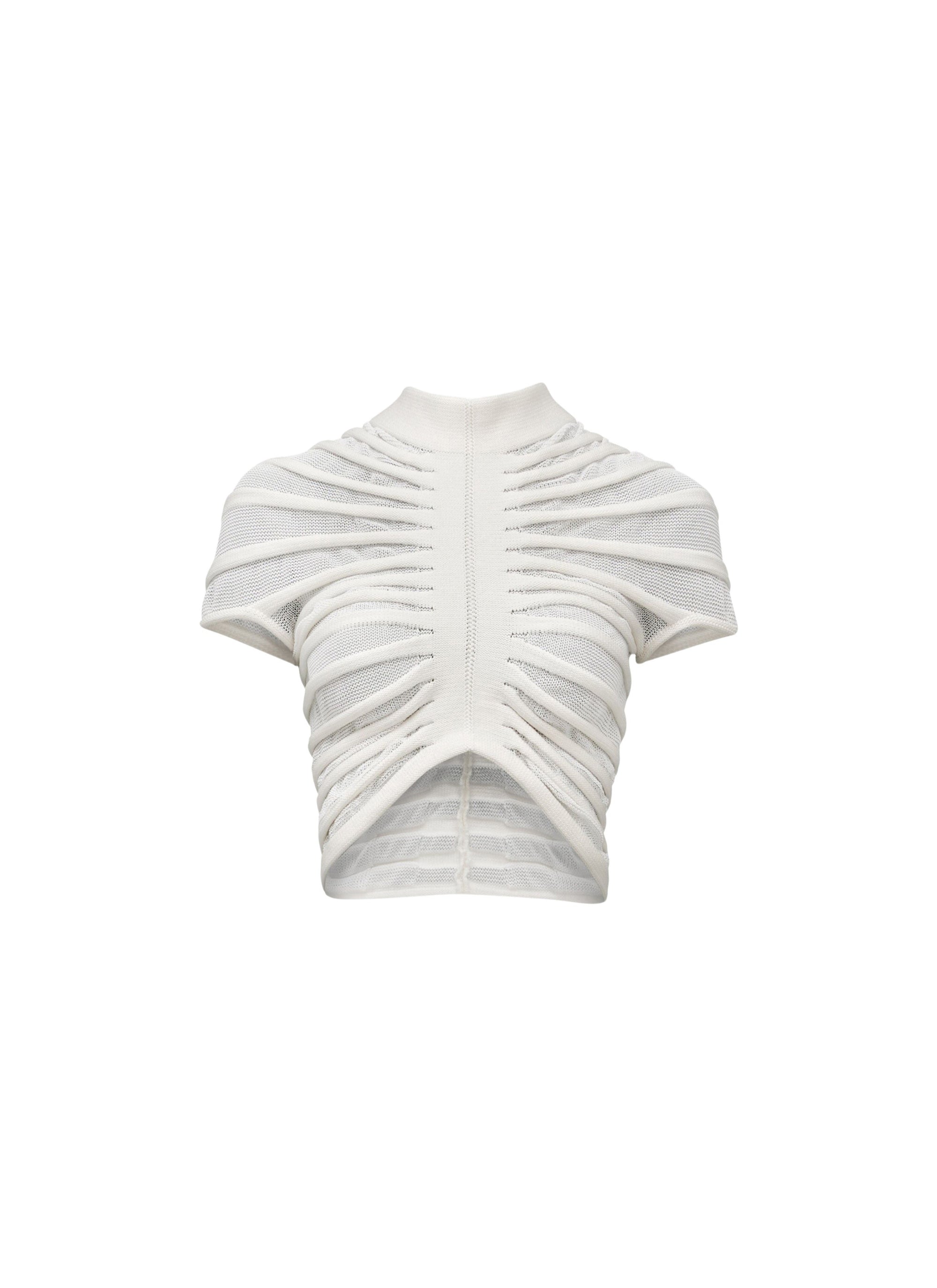 Top en transparence à manches longues - Blanc