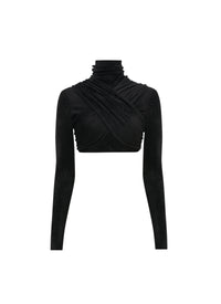 Long sleeve draped top - Black Alaïa