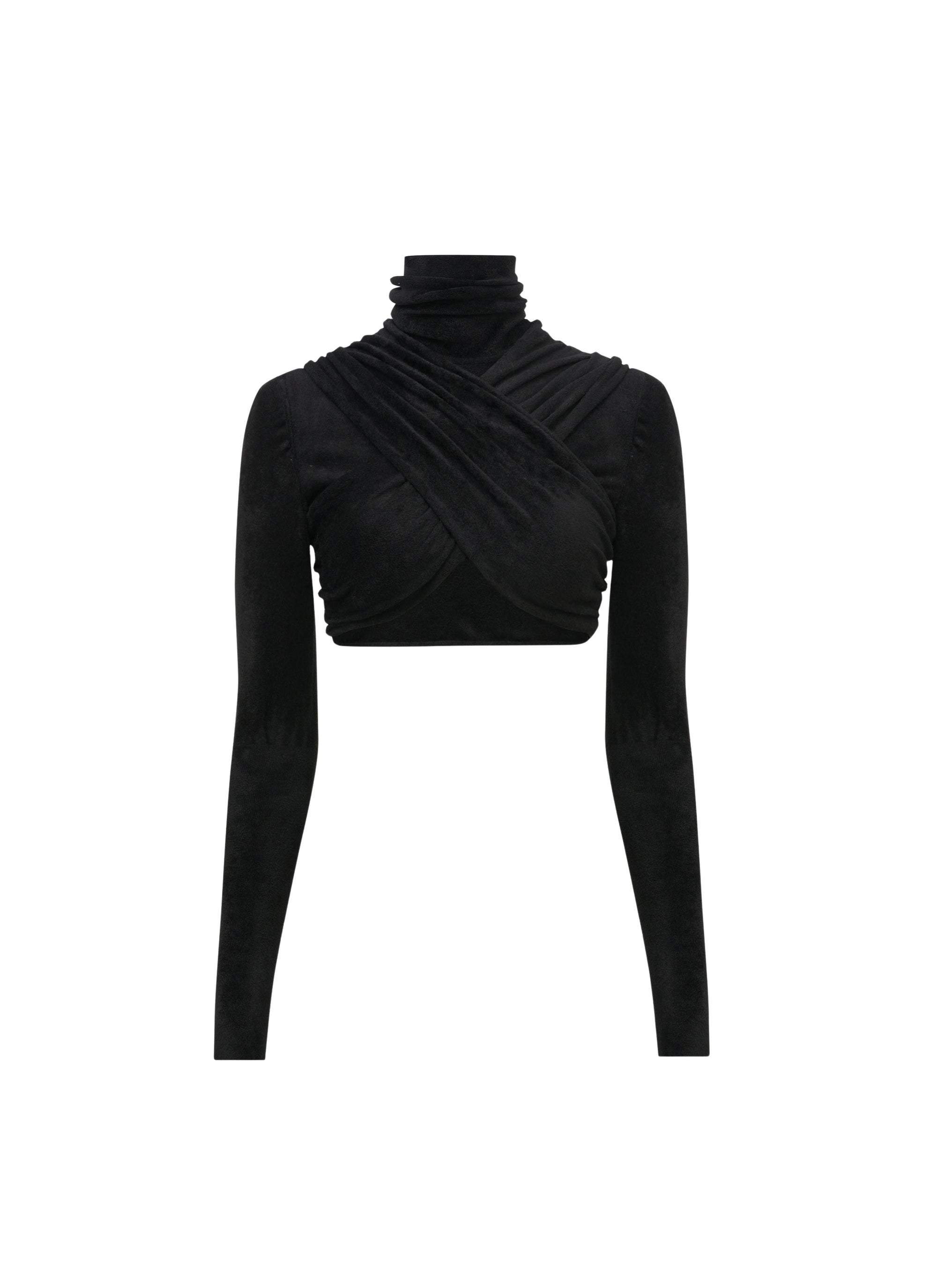 Long sleeve draped top - Black Alaïa