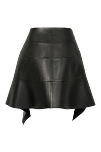 Jupe enroulée en cuir - Noir