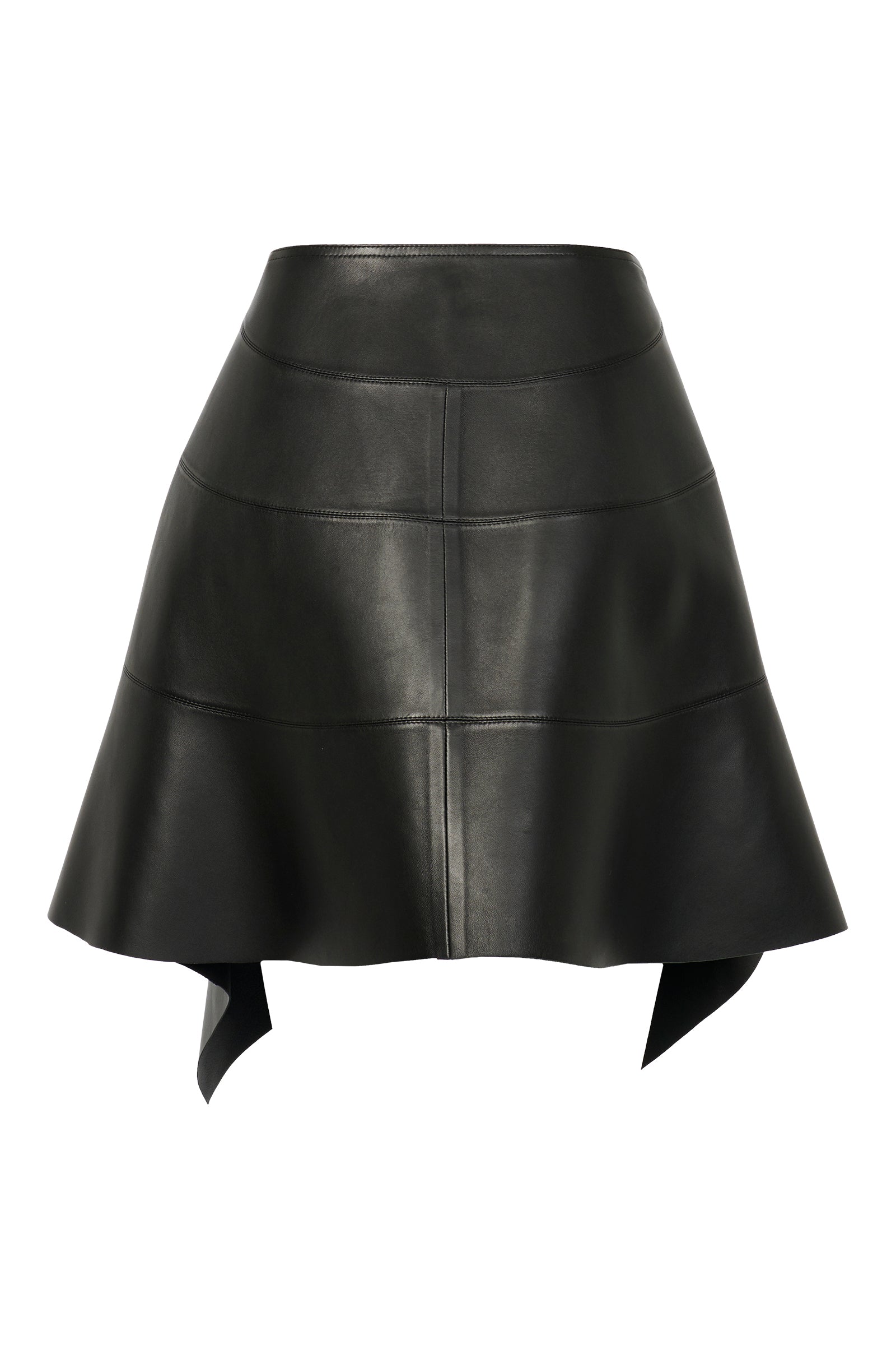 Jupe enroulée en cuir - Noir