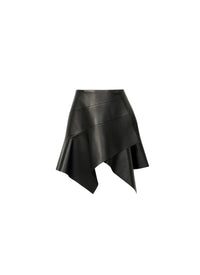 Jupe enroulée en cuir - Noir