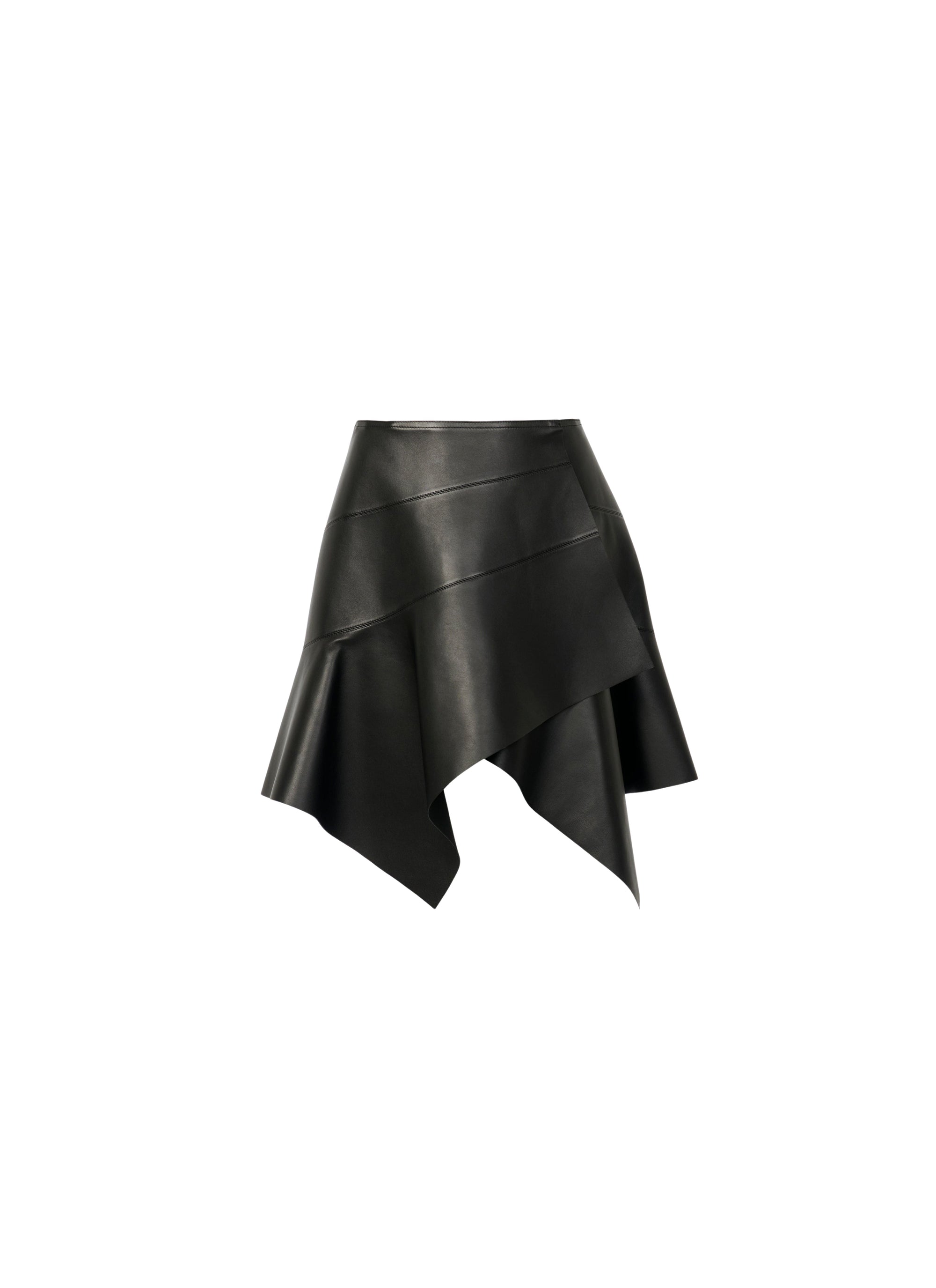 Jupe enroulée en cuir - Noir