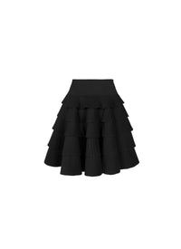 Jupe plissée en laine sèche mélangée - Noir