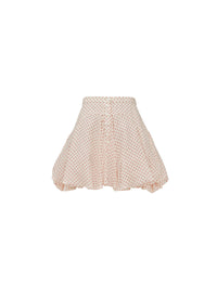 Jupe boule à pois en soie - Rose & Rouge