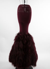 Long skirt with openwork waist - Aubergine