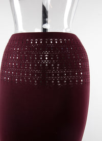 Long skirt with openwork waist - Aubergine