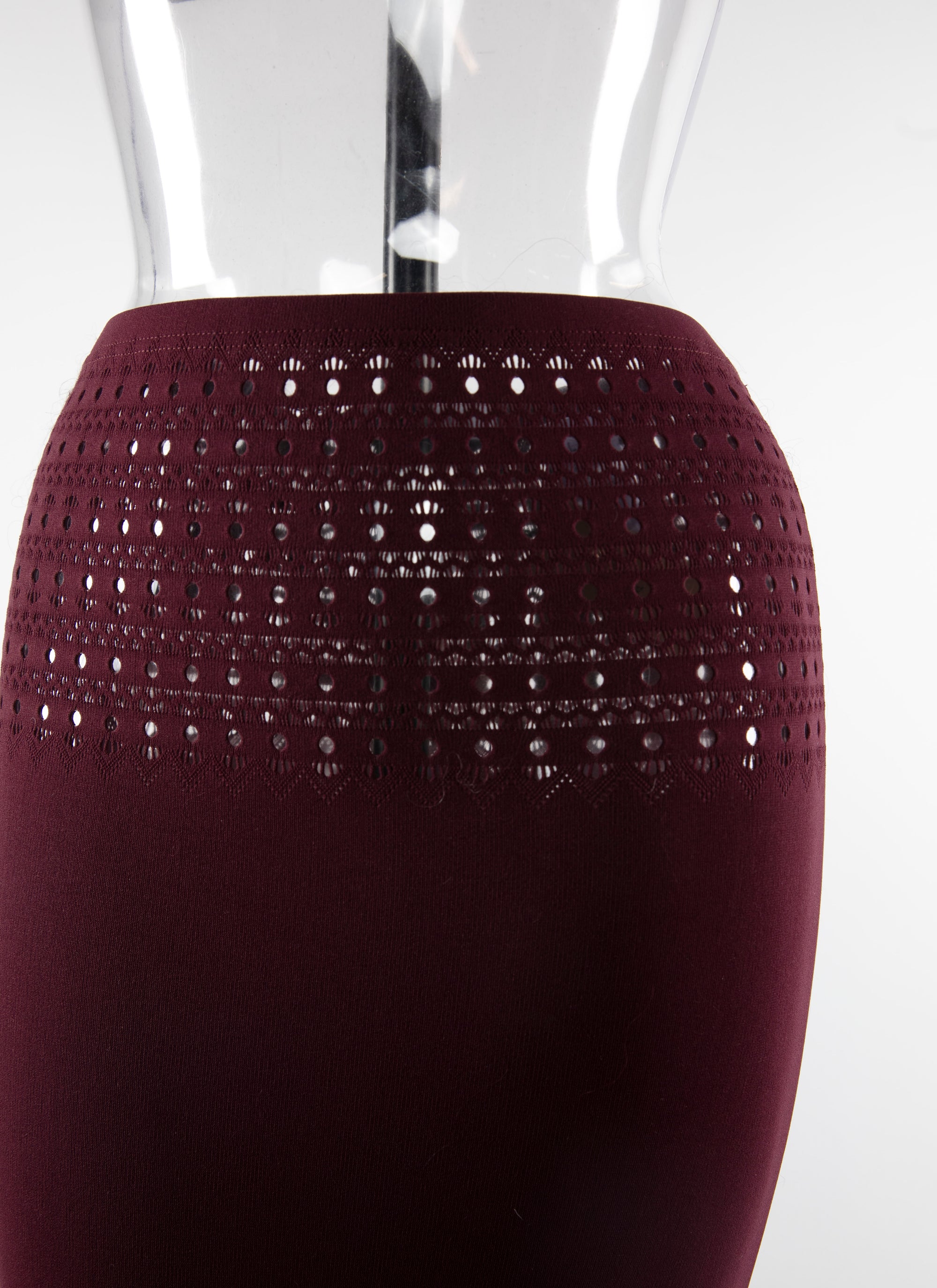 Long skirt with openwork waist - Aubergine