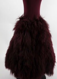 Long skirt with openwork waist - Aubergine