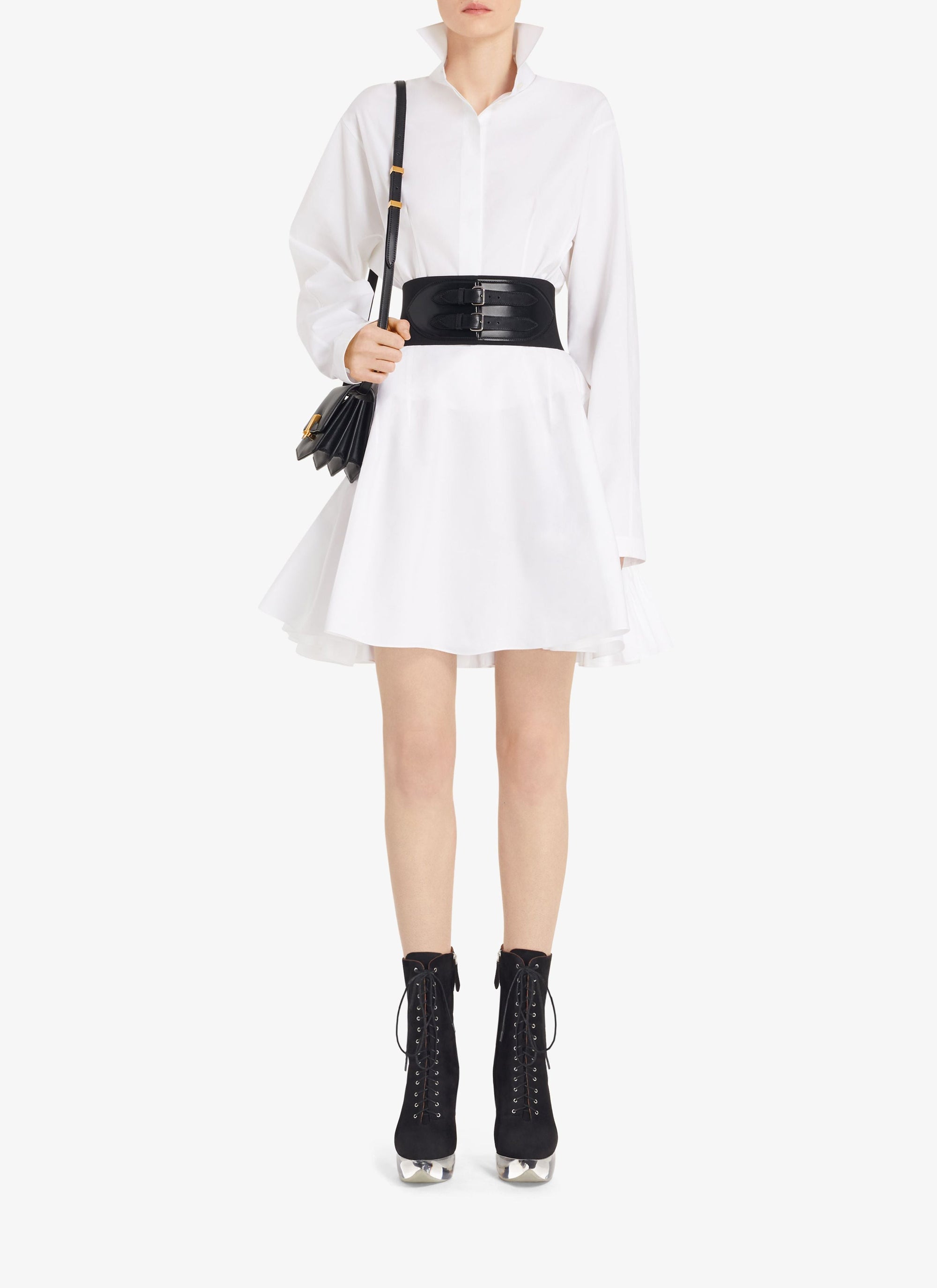 Flounced skirt in cotton - Black