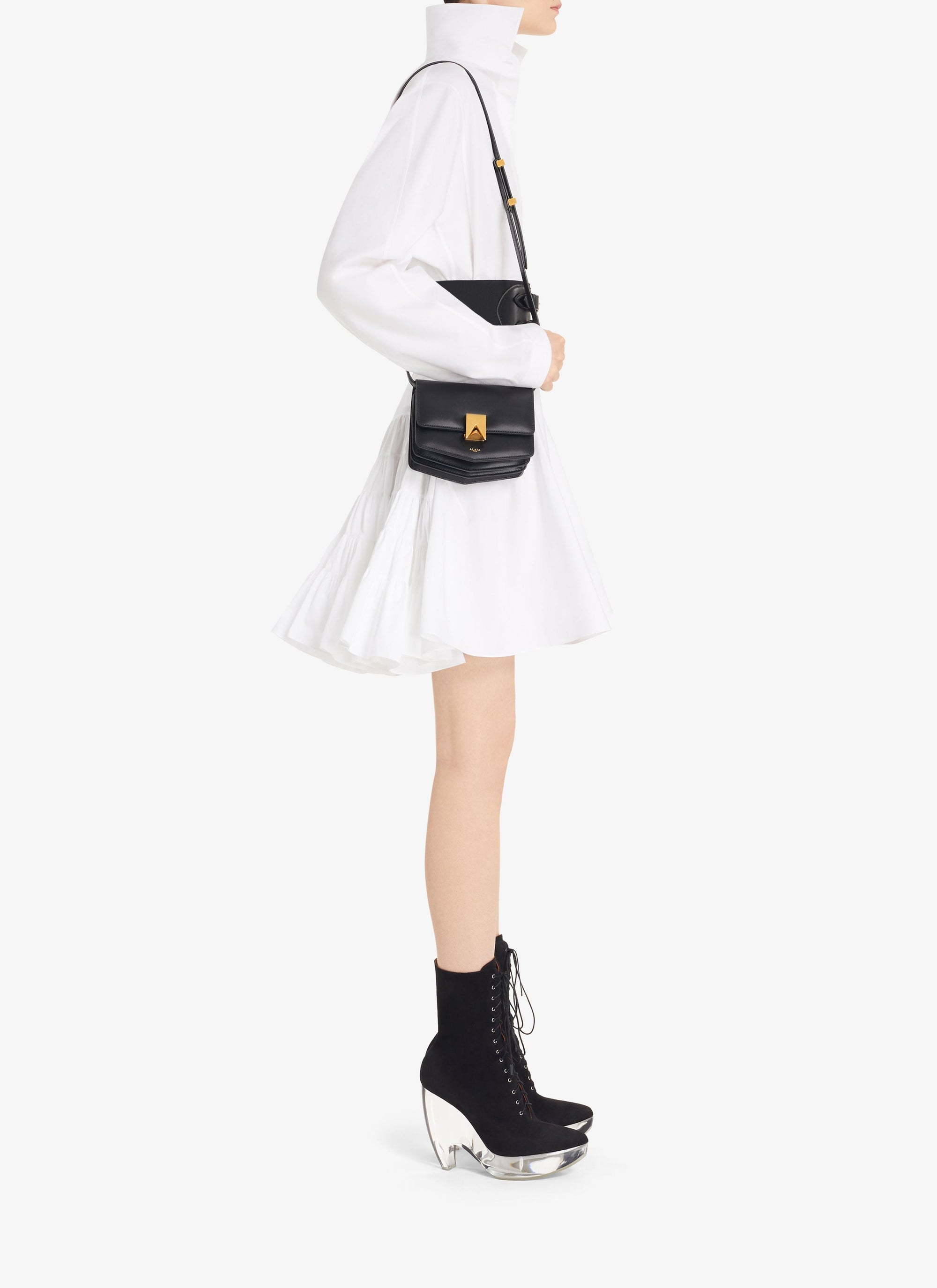 Flounced skirt in cotton - Black
