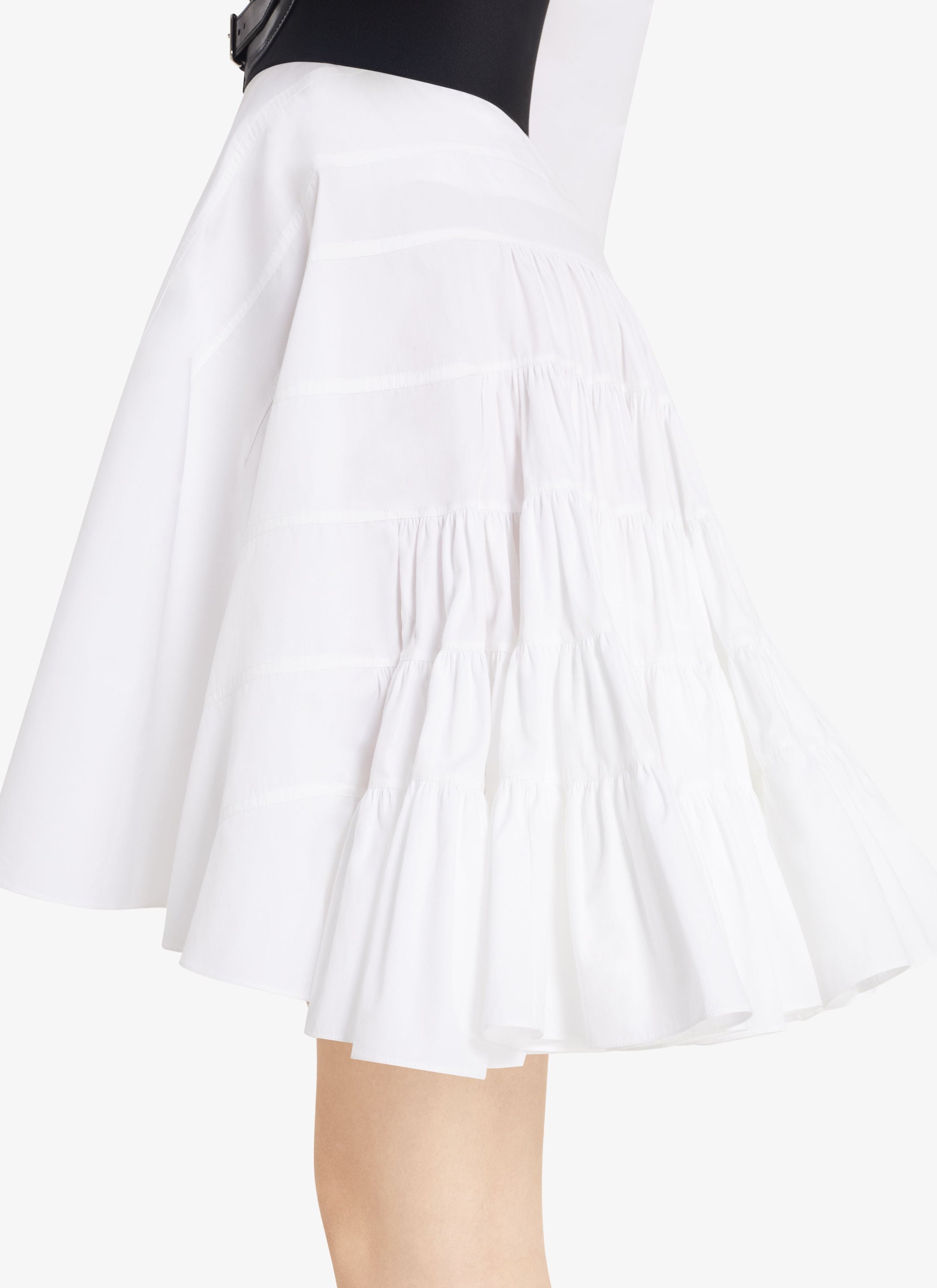 Flounced skirt in cotton - Black