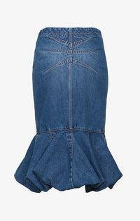 Jupe ajustée et évasée en denim - Bleu Jeans