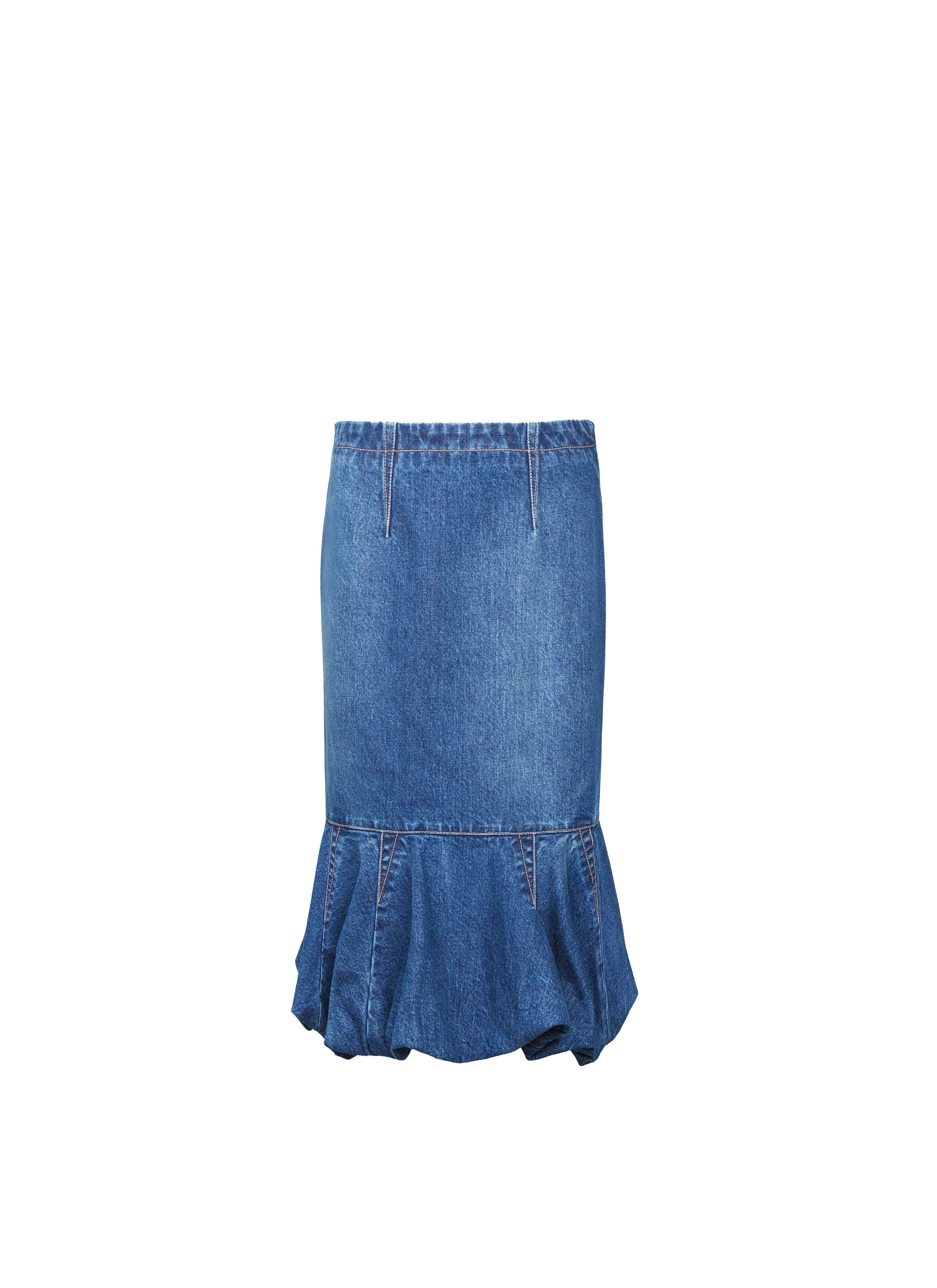 Jupe ajustée et évasée en denim - Bleu Jeans