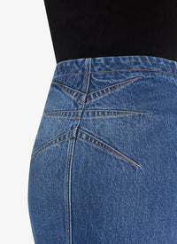 Jupe ajustée et évasée en denim - Bleu Jeans
