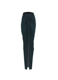 Draped skirt in jersey voile - Dark green